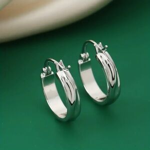 Elegant Minimalist 18k White Gold Plated Hoop Earrings